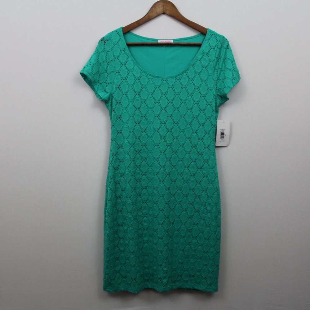 💥⬇️$40 Isaac Mizrahi Teal/Turq. Short Sleeve Dress